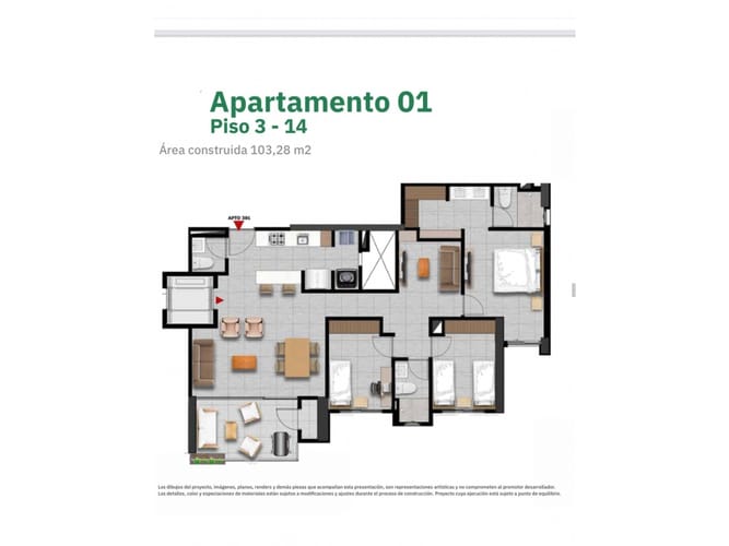 Apartamento de 3 alcobas en venta en Cerritos, Pereira, 104 m² · foto 14 de 14
