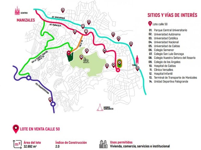 Lote en venta en El Campin, Manizales, 32692 m² · foto 5 de 5