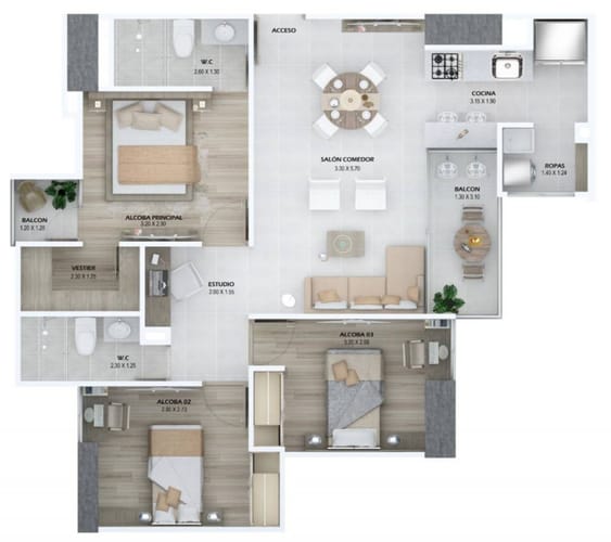 Apartamento de 3 alcobas en venta en Las Lomitas, Sabaneta, 171 m² · foto 10 de 11