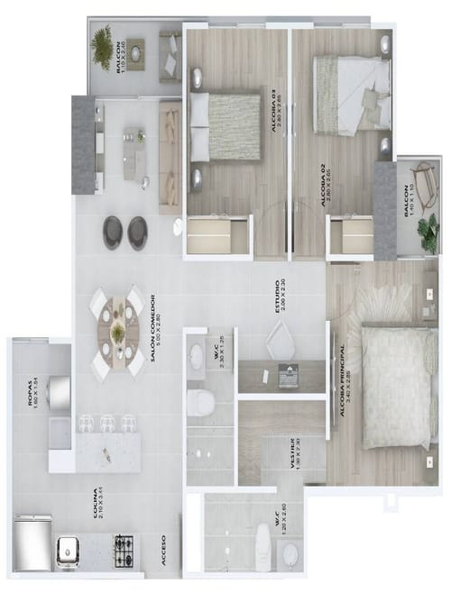 Apartamento de 3 alcobas en venta en Las Lomitas, Sabaneta, 171 m² · foto 11 de 11