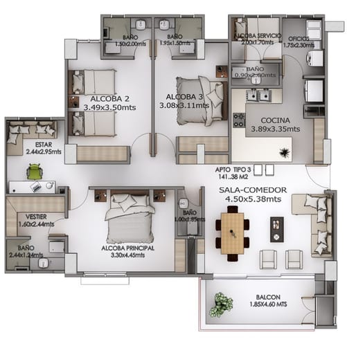 Apartamento de 4 alcobas en venta en Pance Bajo, Cali, 148 m² · foto 2 de 24
