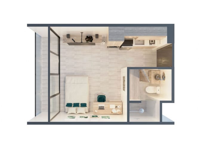 Apartaestudio en venta en La Inmaculada, Envigado, 26 m² · foto 3 de 3