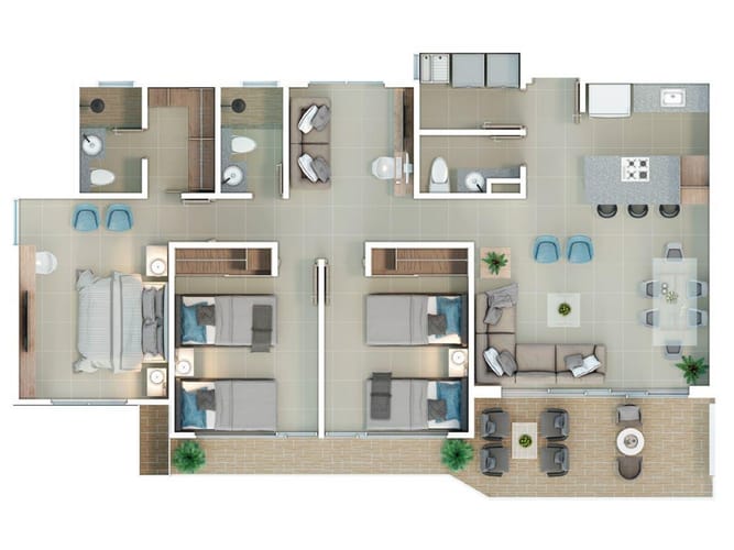 Apartamento de 3 alcobas en venta en Serena Del Mar, Cartagena, 116 m² · foto 3 de 3