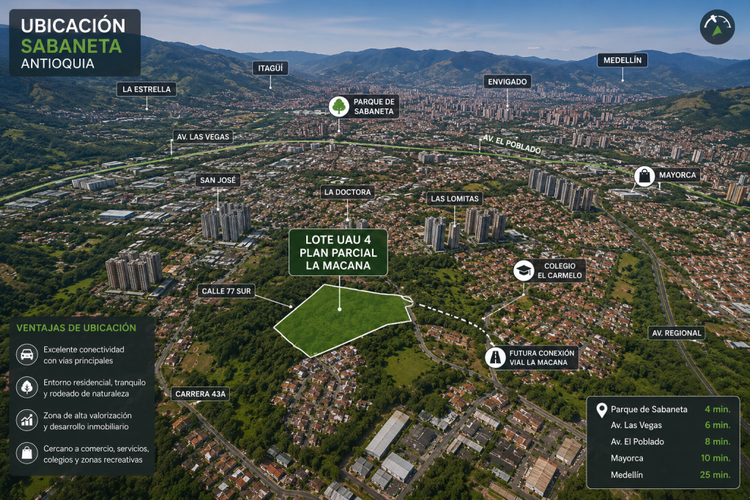 Lote en venta en Loma De La Doctora, Sabaneta, 100 m² · foto 4 de 6