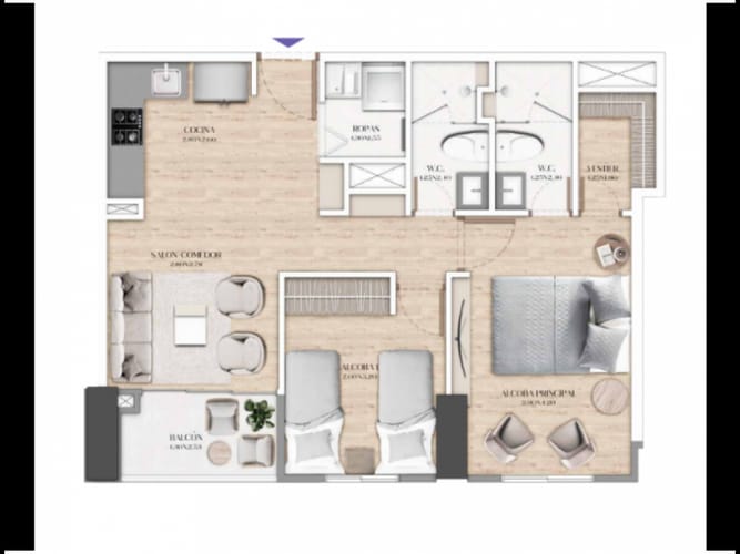 Apartamento de 2 alcobas en venta en Las Vegas, Medellín, 60 m² · foto 6 de 6