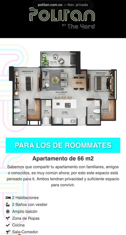 Apartamento de 2 alcobas en venta en Lagos De La Doctora, Sabaneta, 66 m² · foto 5 de 16
