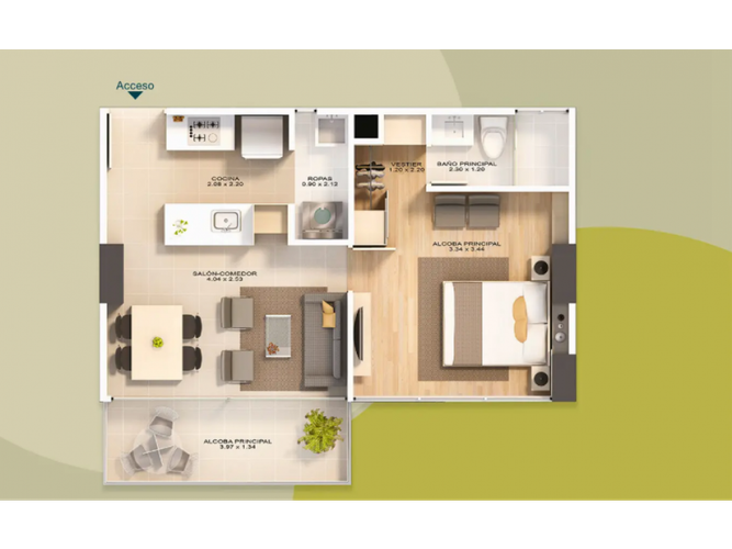 Apartamento de 1 alcoba en venta en Sabaneta Real, Rionegro, 70 m² · foto 5 de 15