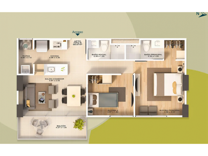 Apartamento de 1 alcoba en venta en Sabaneta Real, Rionegro, 70 m² · foto 9 de 15
