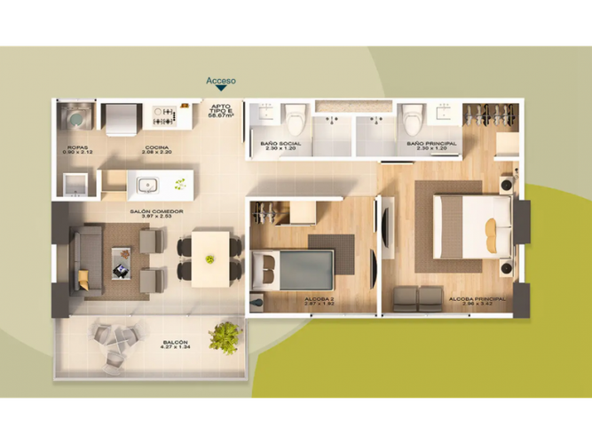 Apartamento de 1 alcoba en venta en Sabaneta Real, Rionegro, 70 m² · foto 10 de 15