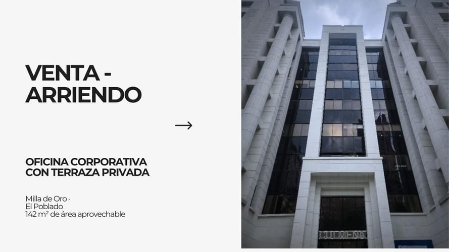 Oficina en venta en Milla De Oro, Medellín, 142 m² · foto 2 de 9