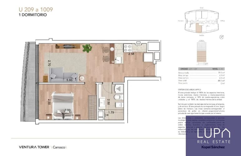 Apartamento en alquiler 1 dormitorio en Ventura Tower Carrasco · Foto 2