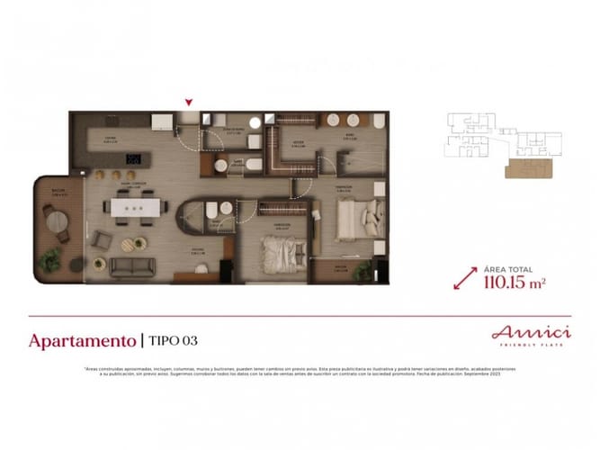Apartamento de 3 alcobas en venta en Lalinde, Medellín, 110 m² · foto 9 de 9