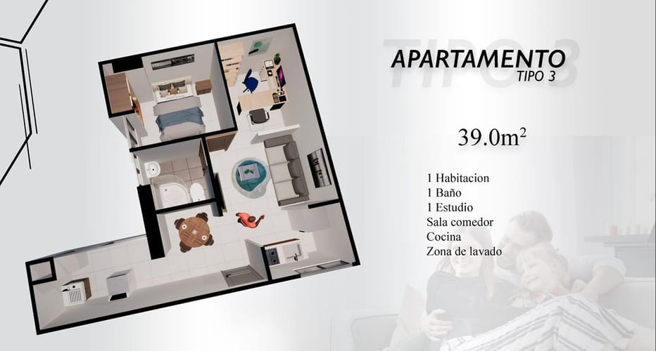 Apartaestudio en venta en Bellavista, Girón, 39 m² · foto 10 de 10
