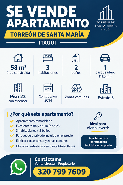 Apartamento de 3 alcobas en venta en Santa Maria La Nueva, Itagüí, 58 m² · foto 11 de 11