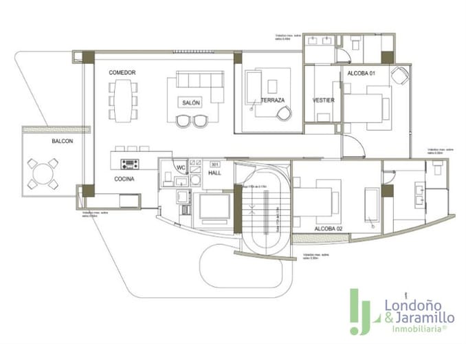 Apartamento de 2 alcobas en venta en Castropol, Medellín, 150 m² · foto 4 de 4
