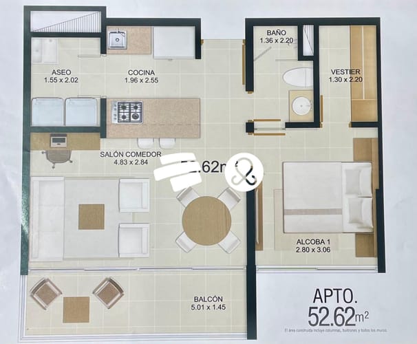Apartamento de 1 alcoba en venta en Rionegro, 53 m² · foto 12 de 13