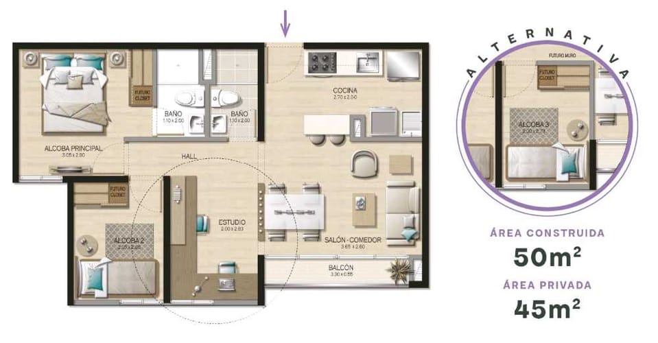 Apartamento de 2 alcobas en venta en San Jose Obrero, Bello, 50 m² · foto 16 de 19