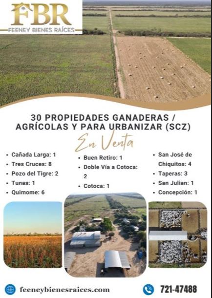 En Venta 30 Propiedades Rurales Y Para Urbanizar En Scz