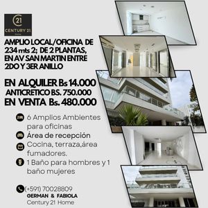 Amplio  Local De 2 Pisos, Con 6 Ambientes En Alquiler,en Equipetrol