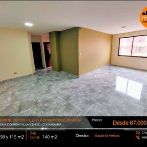 Estrene Amplios Deptos. En Venta 2 A 4 Dorm. Zona D´orbigny Villavicencio Cbba