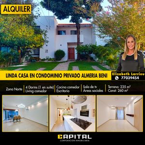 Casa En Alquiler Zona Norte Condominio Almeria Beni