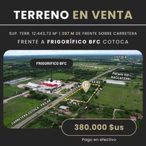 Terreno Frente A Frigorífico Bfc - Cotoca En Venta