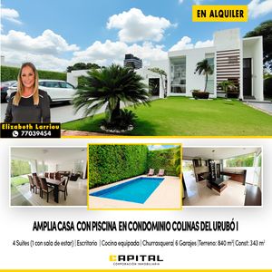 Casa Con Piscina En Alquiler Condominio Colinas Del Urubo I