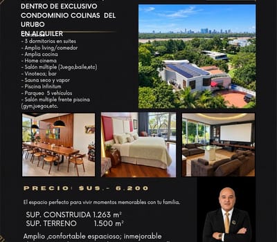 Lujosa Mansion Em Alquiler En Condominio Colinas Del Urubo