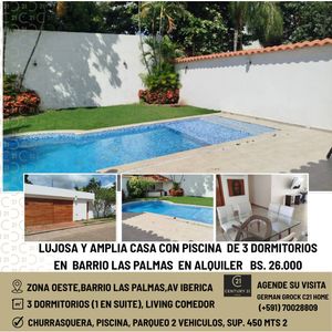 En Barrio Las Palmas, Lujosa Casa Con Psicina En Alquiler 