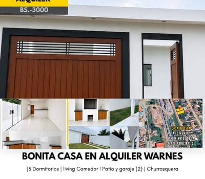 Bonita Casa A Estrenar En Alquiler Zona Warnes