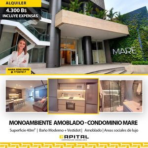 Monoambiente Amoblado En Alquiler En Equipetrol – Condominio Mare