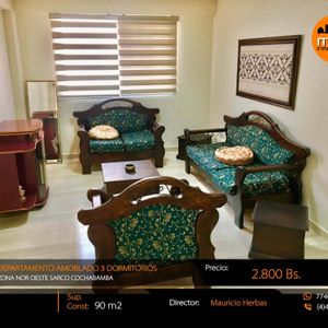 Departamento Amoblado En Alquiler 3 Dormitorios Cerca Av. Juan De Rosa Beijing