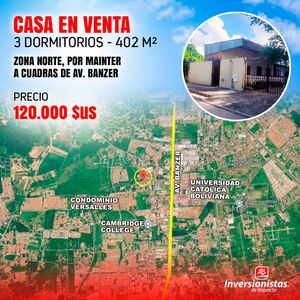 Casa En Venta Zona Norte Por Mainter A Cuadras De La Av. Banzer