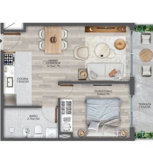 Venta 1 Dormitorio Cordon Con Terraza