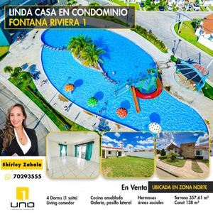 Condominio La Fontana Riviera 1  Casa En Venta Frente Al área Social En Esquina 
