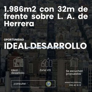 Terreno En Atahualpa Prox Prado, Sobre Luis Alberto De Herrera. 1.986m2 Con 32m De Frente, Zona Vis Constructoras.