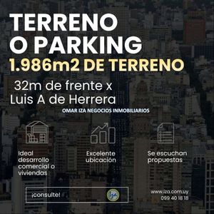 Venta Terreno O Parking Atahualpa, Sobre Luis Alberto De Herrera