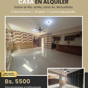 Ubicacion Estrategica,4to Anllo Y Av Mutualista,casa Para Empresa En  Alquiler