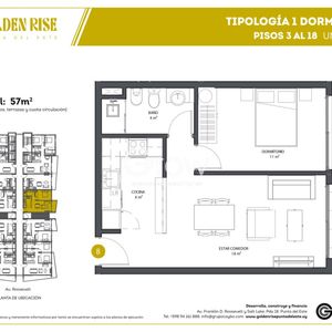 1 Dormitorio Con Terraza En Piso Alto