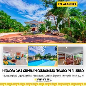 Hermosa Casa Quinta En Alquiler En El Urubo