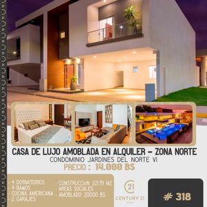 Amoblada Y Lujosa Casa En Lquiler,dentro De Condominio,z.norte