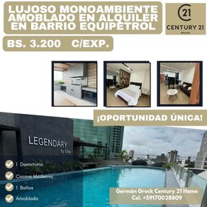 En Equipetrol,lujoso Monoambiente Amob En Alquiler