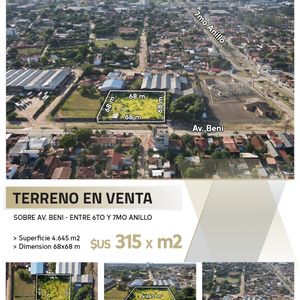 Atención Inversionistas Hermoso Terreno En Venta Sobre La Avenida Beni.