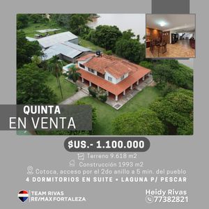 Quinta Con Laguna  En Venta En Cotoca