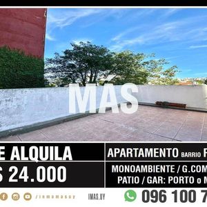 Apartamento Monoambiente Alquiler Patio Portero Barbacoa Pocitos Montevideo Imas.uy Rg *