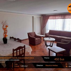 Departamento Amoblado En Alquiler 3 Dorm. Cerca El Prado Cochabamba