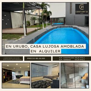 Lujosa Y Amoblada Casa Con Piscina,karaoke,etc En Alquiler En Urubo