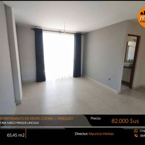 Departamento En Venta 2 Dormitorios + Parqueo Zona Sarco Cerca Parque Lincoln
