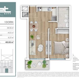 Apartamento En Pozo De Un Dormitorio En Piso Alto Ubicado En El Centro De Montevideo.