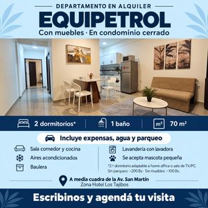 En Equipetrol Alquilo Departamento De 2 Dorm En Condominio Cerrado En Alquiler
